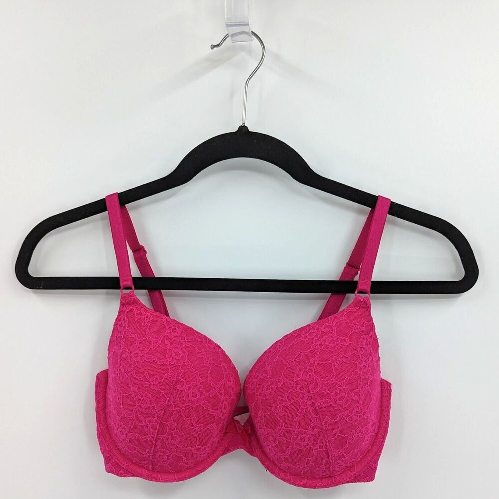 Victoria's Secret Bra Women's 32DD Hot Pink Lace Demi